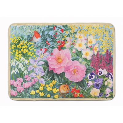 Caroline's Treasures Winter Floral by Anne Searle Machine Washable Memory Foam Mat, 27 x 19, Flowers Image 1