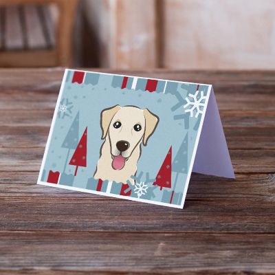 Caroline's Treasures Winter Holiday Golden Retriever Greeting Cards and Envelopes Pack of 8, 7 x 5, Dogs Image 1