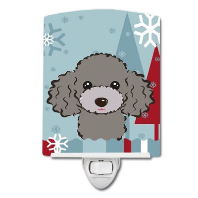 Caroline's Treasures Winter Holiday Silver Gray Poodle Ceramic Night Light, 4 x 6, Dogs Image 1