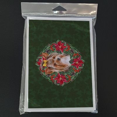 Caroline's Treasures Yorkshire Terrier #2 Poinsetta Wreath Greeting Cards and Envelopes Pack of 8, 7 x 5, Dogs Image 2