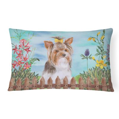 Caroline's Treasures Yorkshire Terrier #2 Spring Canvas Fabric Decorative Pillow, 12 x 16, Dogs Image 1