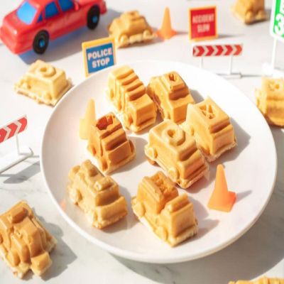 Cars & Trucks Mini Waffle Maker- Make 7 Fun Different Vehicles- Police Car Firetruck Construction Truck & More Automobile Shaped Pancakes- Electric Nonstick Waf Image 1