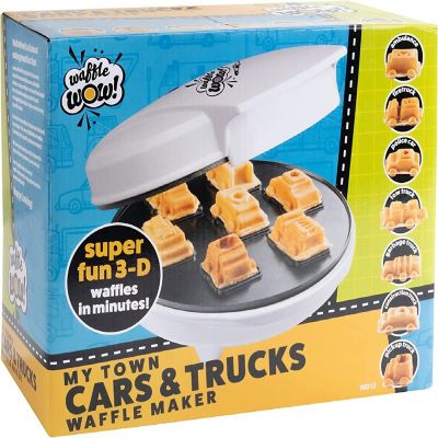 Cars & Trucks Mini Waffle Maker- Make 7 Fun Different Vehicles- Police Car Firetruck Construction Truck & More Automobile Shaped Pancakes- Electric Nonstick Waf Image 3