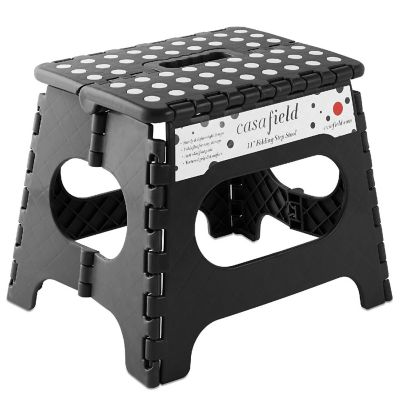 Casafield 11" Collapsible Folding Plastic Kitchen Step Foot Stool with Handle - Black Image 1