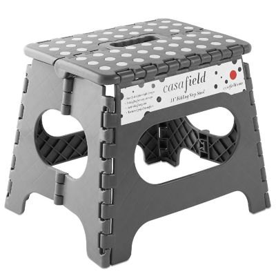 Casafield 11" Collapsible Folding Plastic Kitchen Step Foot Stool with Handle - Gray Image 1