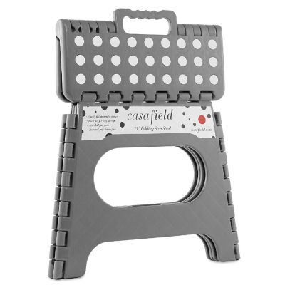 Casafield 11" Collapsible Folding Plastic Kitchen Step Foot Stool with Handle - Gray Image 1