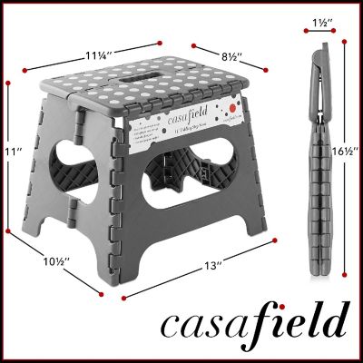 Casafield 11" Collapsible Folding Plastic Kitchen Step Foot Stool with Handle - Gray Image 2