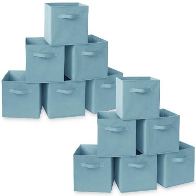 Casafield 12 Collapsible 11" Fabric Cubby Cube Storage Bin Baskets for Shelves - Baby Blue Image 1