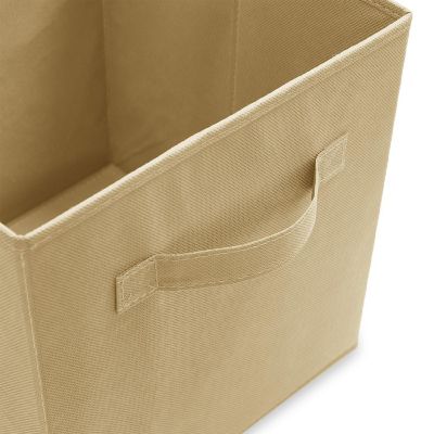 Casafield 12 Collapsible 11" Fabric Cubby Cube Storage Bin Baskets for Shelves - Beige Image 2
