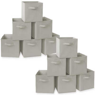 Casafield 12 Collapsible 11" Fabric Cubby Cube Storage Bin Baskets for Shelves, Light Gray Image 1