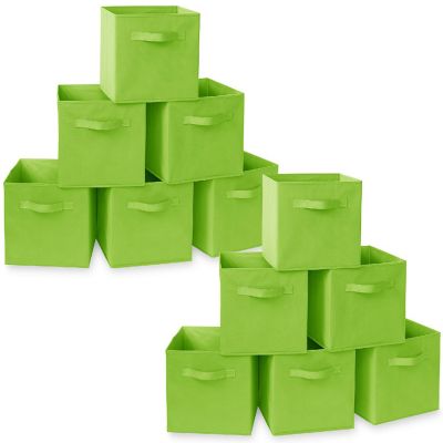 Casafield 12 Collapsible 11" Fabric Cubby Cube Storage Bin Baskets for Shelves, Lime Green Image 1