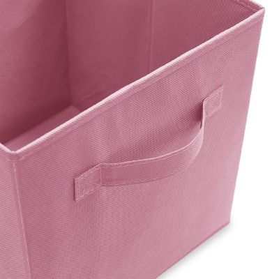 Casafield 12 Collapsible 11" Fabric Cubby Cube Storage Bin Baskets for Shelves - Pink Image 2