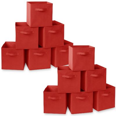 Casafield 12 Collapsible 11" Fabric Cubby Cube Storage Bin Baskets for Shelves - Red Image 1