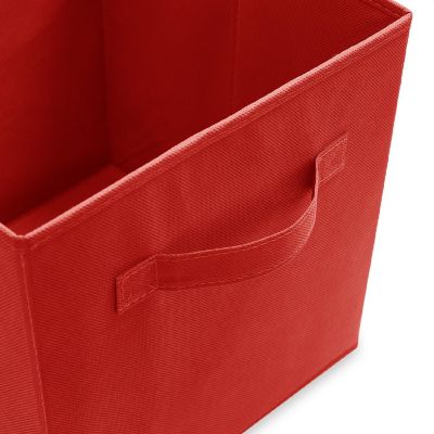Casafield 12 Collapsible 11" Fabric Cubby Cube Storage Bin Baskets for Shelves - Red Image 2