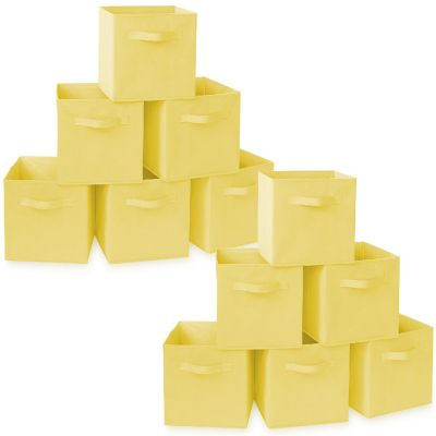 Casafield 12 Collapsible 11" Fabric Cubby Cube Storage Bin Baskets for Shelves - Yellow Image 1