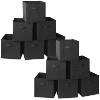 Casafield 12 Collapsible 13" Fabric Cubby Cube Storage Bin Baskets for Shelves - Black Image 1