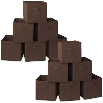 Casafield 12 Collapsible 13" Fabric Cubby Cube Storage Bin Baskets for Shelves - Brown Image 1