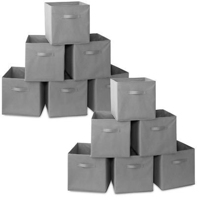 Casafield 12 Collapsible 13" Fabric Cubby Cube Storage Bin Baskets for Shelves - Gray Image 1