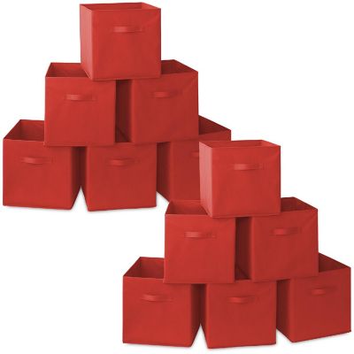 Casafield 12 Collapsible 13" Fabric Cubby Cube Storage Bin Baskets for Shelves - Red Image 1