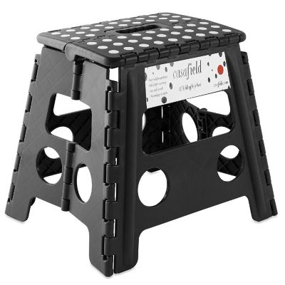 Casafield 13" Collapsible Folding Plastic Kitchen Step Foot Stool with Handle - Black Image 1