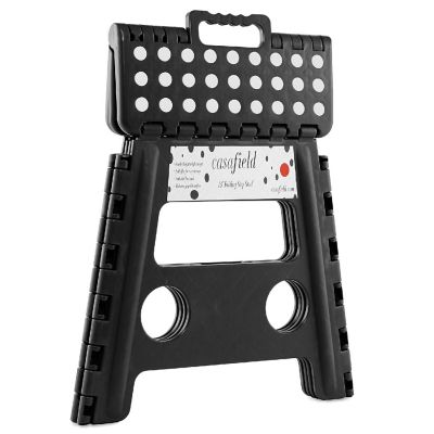 Casafield 13" Collapsible Folding Plastic Kitchen Step Foot Stool with Handle - Black Image 1