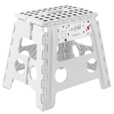 Casafield 13" Collapsible Folding Plastic Kitchen Step Foot Stool with Handle - White Image 1