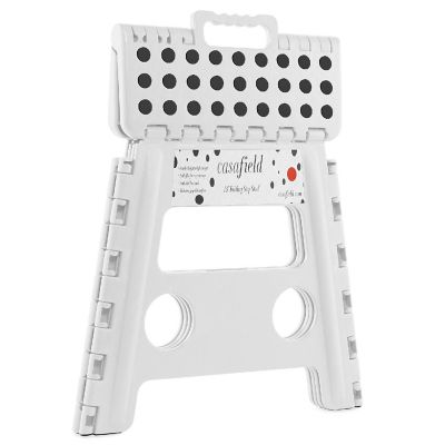 Casafield 13" Collapsible Folding Plastic Kitchen Step Foot Stool with Handle - White Image 1