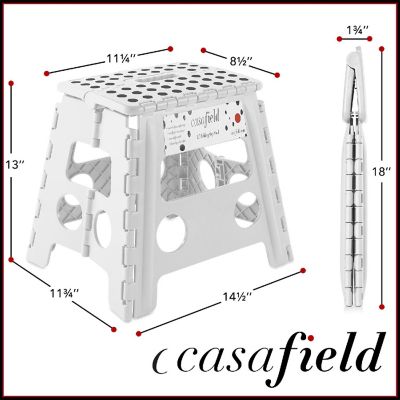 Casafield 13" Collapsible Folding Plastic Kitchen Step Foot Stool with Handle - White Image 2