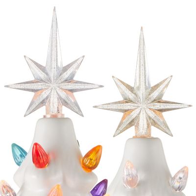 Casafield 15" Pre-Lit White Ceramic Christmas Tree Hand-Painted Tabletop Decor with Lights Image 3