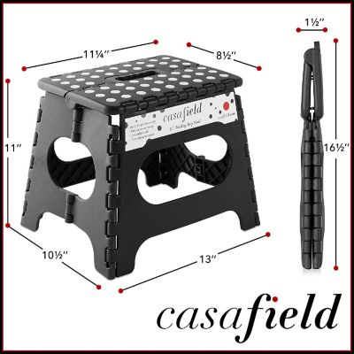 Casafield 2 Pack - 11" Collapsible Kids Folding Plastic Kitchen Step Foot Stool, Black Image 2