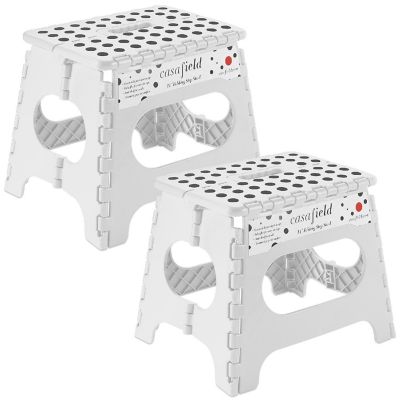 Casafield 2 Pack - 11" Collapsible Kids Folding Plastic Kitchen Step Foot Stool, White Image 1