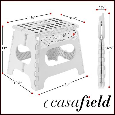 Casafield 2 Pack - 11" Collapsible Kids Folding Plastic Kitchen Step Foot Stool, White Image 2