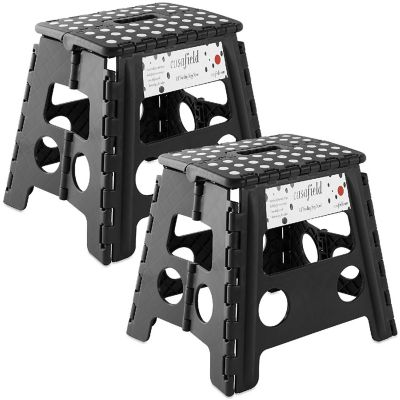 Casafield 2 Pack - 13" Collapsible Kids Folding Plastic Kitchen Step Foot Stool, Black Image 1