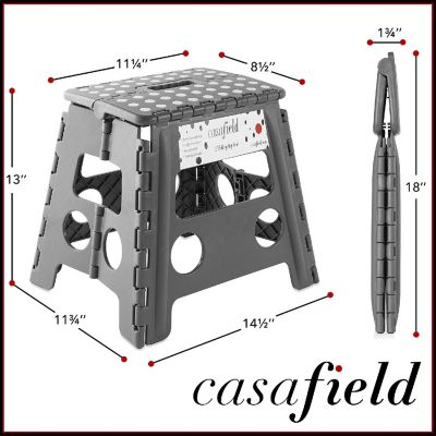 Casafield 2 Pack - 13" Collapsible Kids Folding Plastic Kitchen Step Foot Stool, Gray Image 2