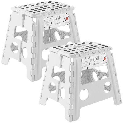 Casafield 2 Pack - 13" Collapsible Kids Folding Plastic Kitchen Step Foot Stool, White Image 1