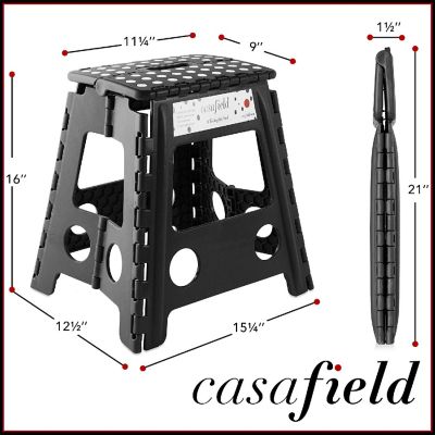 Casafield 2 Pack - 16" Collapsible Kids Folding Plastic Kitchen Step Foot Stool, Black Image 2