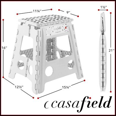 Casafield 2 Pack - 16" Collapsible Kids Folding Plastic Kitchen Step Foot Stool, White Image 2