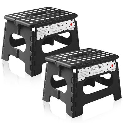 Casafield 2 Pack - 9" Collapsible Kids Folding Plastic Kitchen Step Foot Stool, Black Image 1