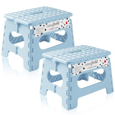 Casafield 2 Pack - 9" Collapsible Kids Folding Plastic Kitchen Step Foot Stool, Light Blue Image 1