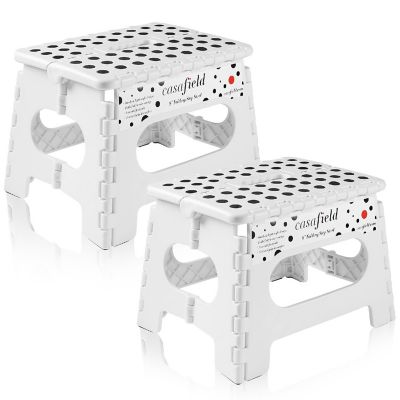Casafield 2 Pack - 9" Collapsible Kids Folding Plastic Kitchen Step Foot Stool, White Image 1