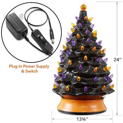 Casafield 24" Pre-Lit Black Halloween Ceramic Tree Hand-Painted Tabletop with Lights Image 3