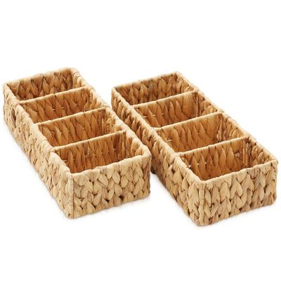 Casafield 2pk Hyacinth 4-Section Storage Baskets, Natural - Woven Storage Bin Organizers Image 1