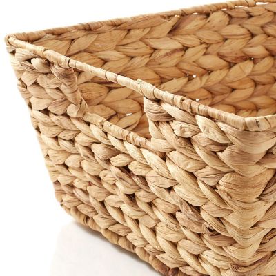 Casafield 2pk Wide Pantry Baskets, Hyacinth Wicker Kitchen Shelf Storage Bins, Natural Image 3