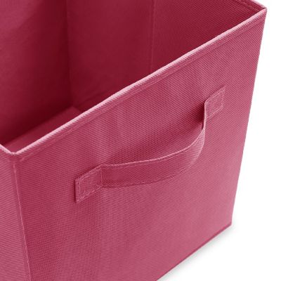 Casafield 6 Collapsible 11" Fabric Cubby Cube Storage Bin Baskets for Shelves - Hot Pink Image 2