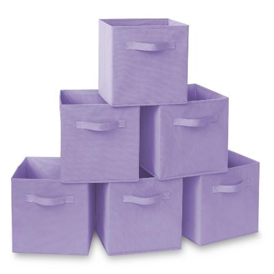 Casafield 6 Collapsible 11" Fabric Cubby Cube Storage Bin Baskets for Shelves - Lavender Image 1