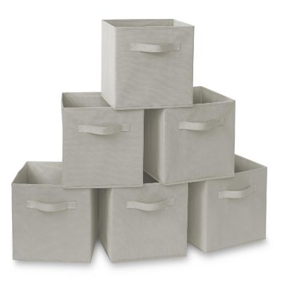Casafield 6 Collapsible 11" Fabric Cubby Cube Storage Bin Baskets for Shelves - Light Gray Image 1