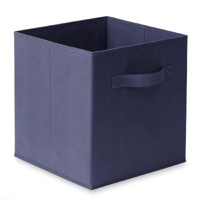 Casafield 6 Collapsible 11" Fabric Cubby Cube Storage Bin Baskets for Shelves - Navy Blue Image 1