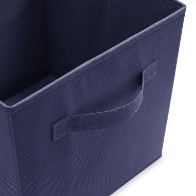 Casafield 6 Collapsible 11" Fabric Cubby Cube Storage Bin Baskets for Shelves - Navy Blue Image 2