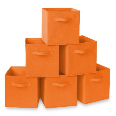 Casafield 6 Collapsible 11" Fabric Cubby Cube Storage Bin Baskets for Shelves - Orange Image 1