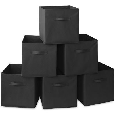 Casafield 6 Collapsible 13" Fabric Cubby Cube Storage Bin Baskets for Shelves - Black Image 1